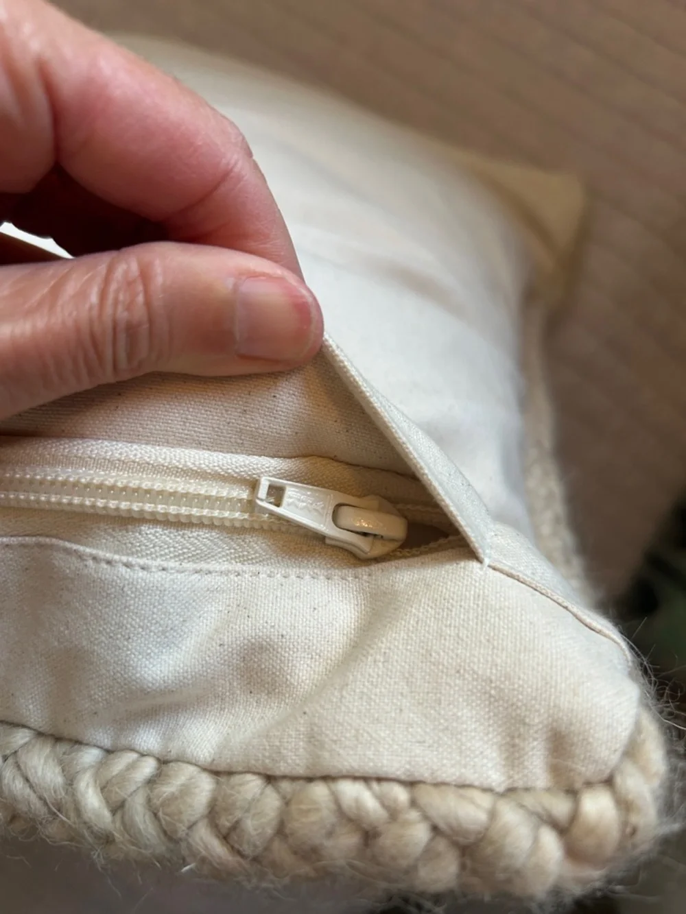 West Elm, Heather cream, neutral boho wool cotton, throw pillow 20X 20